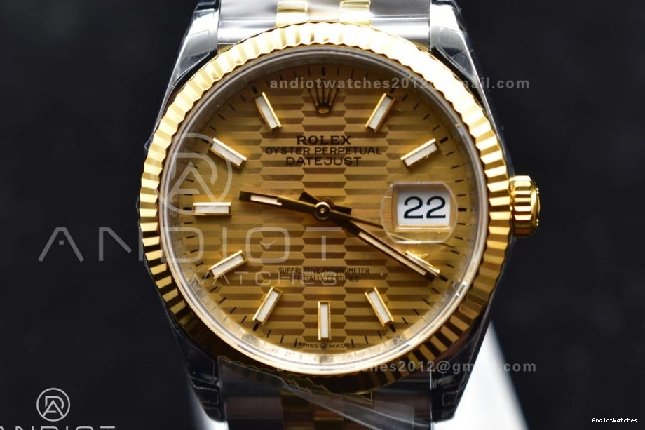 DateJust Bracelet VSF YG Steel 592 SS 904L on Elegant Gold 1:1 Best Jubilee 126231 Textured Edition Dial 36 VS 0705